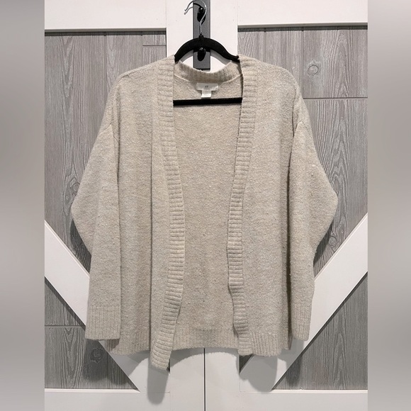 B11.11 H&M Long Sleeve Oversized Open Cardigan Sweater Oatmeal S - Picture 1 of 6